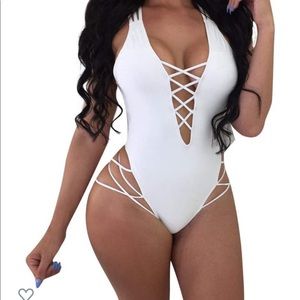 White one piece bathing suit